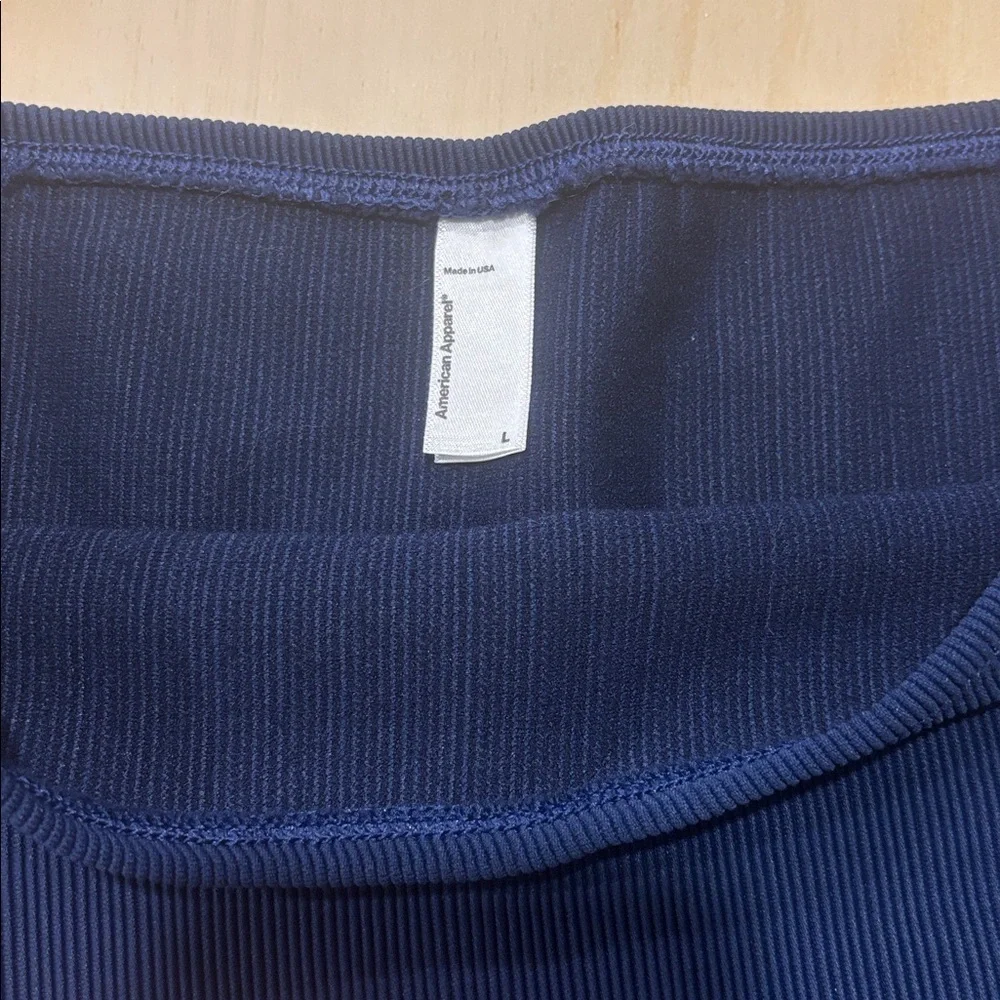 American Apparel Deep Blue Above Knee Ribbed Pencil Skirt (L) - Picture 3 of 6